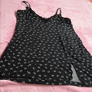 black bow print sleep slip